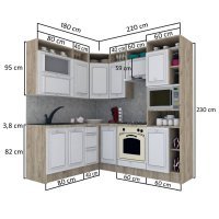 Bucatarie de Colt LEEA ART CORNER FRONT MDF OLDER 180-220 A DR. K002 / decor 210